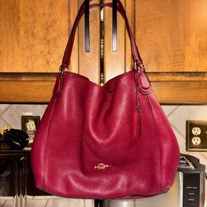Coach Burgandy Leather Edie 31 Shoulder Bag
